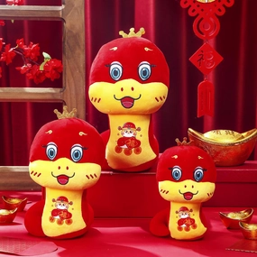 Sinmoe 3Pcs Chinese New Year Snake Stuffed Animals 3 Size Plush Lunar Year Mascot Doll Snake Zodiac 2025 Ornament Gifts for Home Spring Festival Decoration