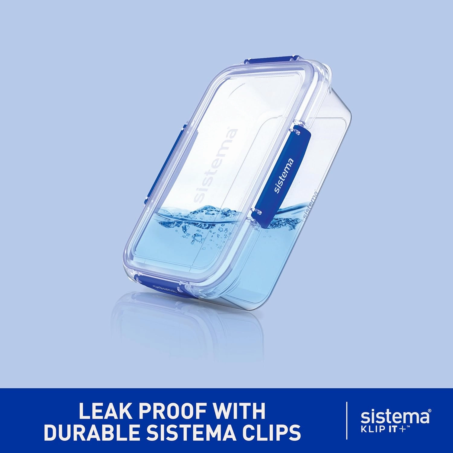 Sistema KLIP IT PLUS Leakproof Food Storage Containers | 1 L | Airtight & Stackable Meal Prep Containers with Lids | BPA-Free | 3 Count