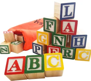 Skoolzy Wooden ABC Blocks - 120 Pc Stacking Set for Toddlers Ages 2 