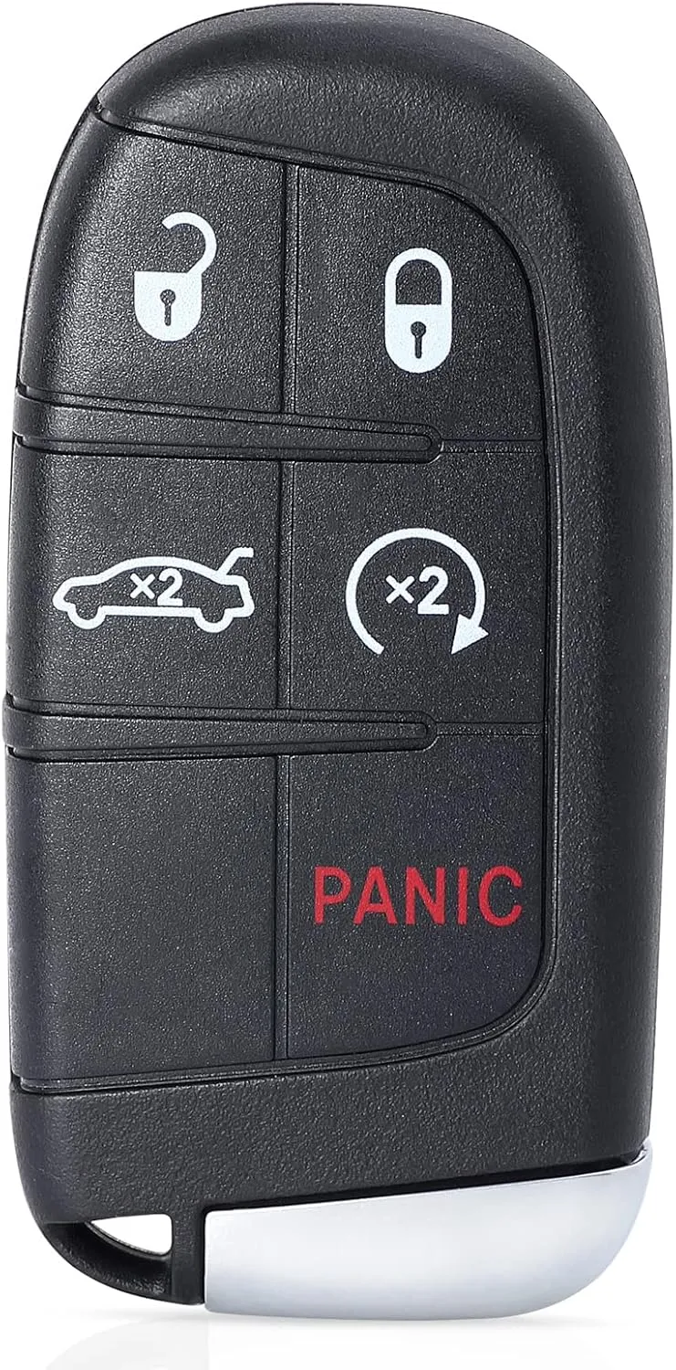 Smart Car Key Fob Keyless Entry Remote Replacement 5 Buttons for Chrysler 200 300 for Dodge Charger Challenger 2019 2020 2021 4A Chip (M3M-40821302 68155687 AB)
