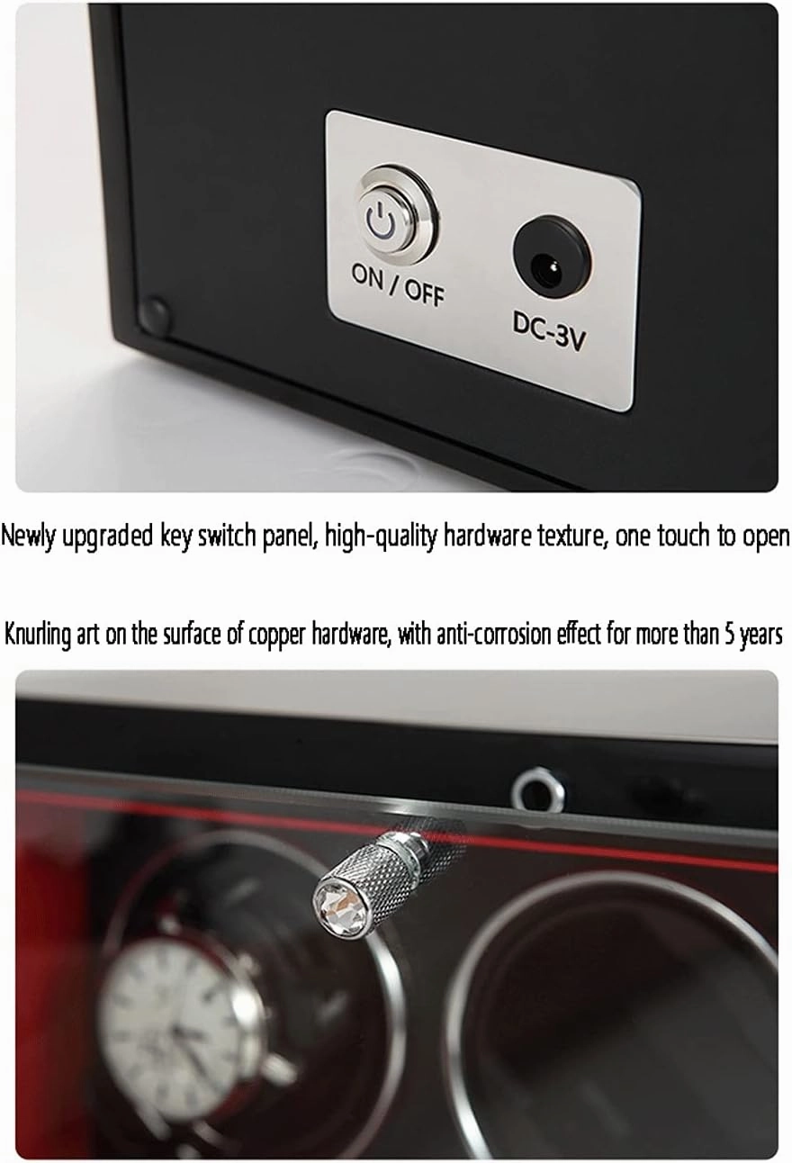 Smart Touch Screen Watch Winder Device, Vertical, LED Light, PU Leather, Carbon Fiber, 2, High-end, Black Case, Watch Shaker Watch Winder Display Watch Box Case Watch Storage