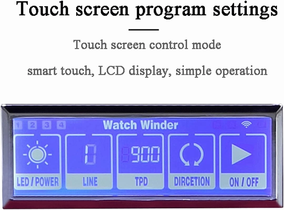 Smart Touch Screen Watch Winder Device, Vertical, LED Light, PU Leather, Carbon Fiber, 2, High-end, Black Case, Watch Shaker Watch Winder Display Watch Box Case Watch Storage
