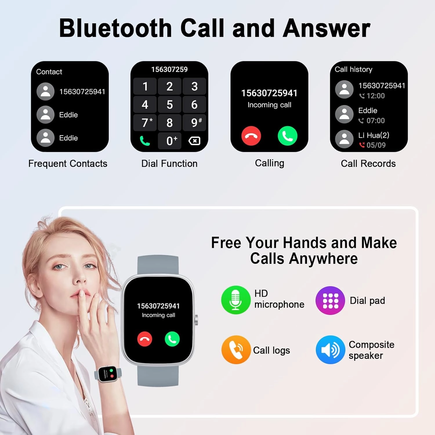 Smart Watch for Men Women (Answer/Make Call), 2024 HD 1.91"Smartwatch Fitness Activity Tracker, 110  Sports IP68 Waterproof, Heart Rate/Sleep Monitor/Pedometer/Calories, Fitness Watch for Android iOS