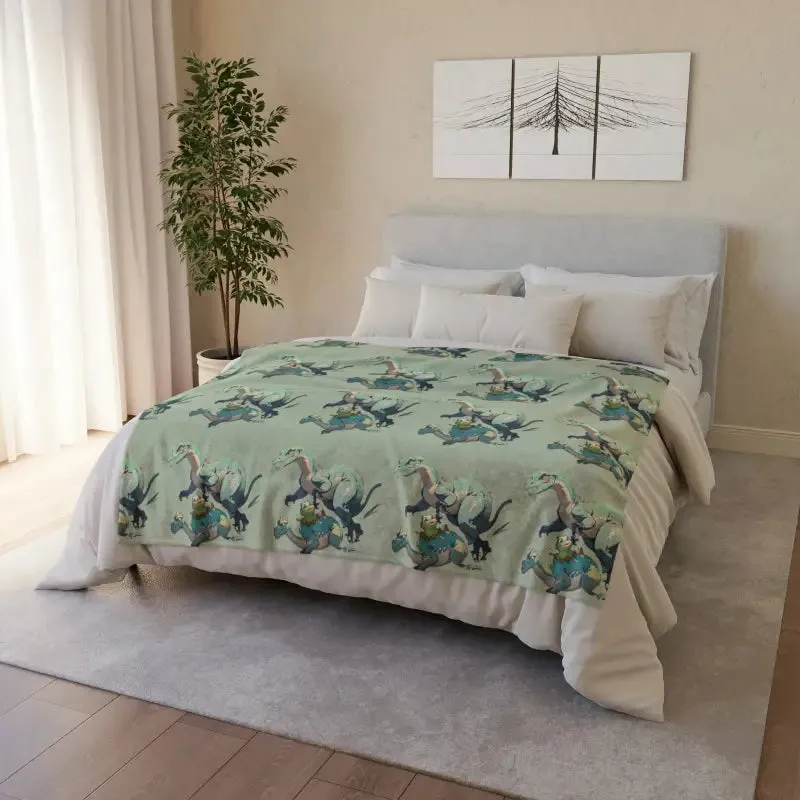 Snuggle Up with a Cute Dinosaur Soft Polyester Blanket