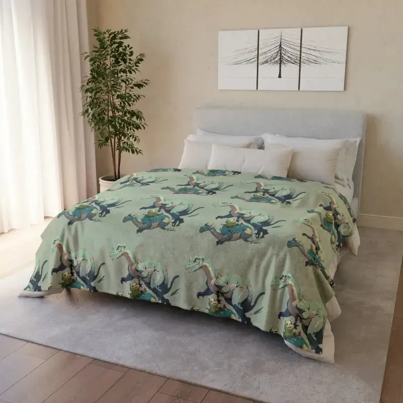 Snuggle Up with a Cute Dinosaur Soft Polyester Blanket