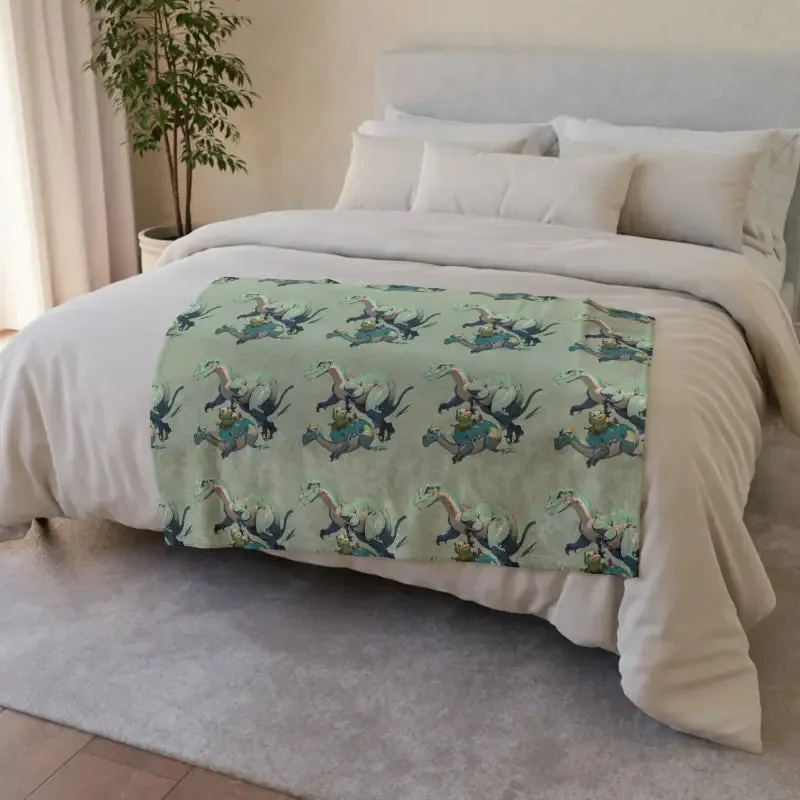 Snuggle Up with a Cute Dinosaur Soft Polyester Blanket