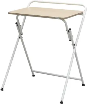 SOFSYS Modern Folding Desk for Small Space, Computer Gaming, Writing, Student and Home Office Organization, Industrial Metal Frame with Premium Desktop Surfaces, Oak/White