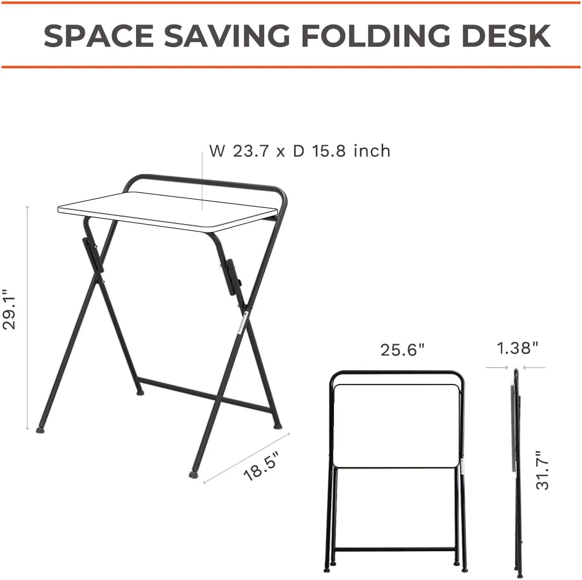 SOFSYS Modern Folding Desk for Small Space, Computer Gaming, Writing, Student and Home Office Organization, Industrial Metal Frame with Premium Desktop Surfaces, Oak/White