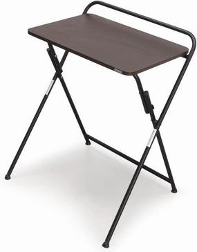 SOFSYS Modern Folding Desk for Small Space, Computer Gaming, Writing, Student and Home Office Organization, Industrial Metal Frame with Premium Desktop Surfaces, Espresso/Black