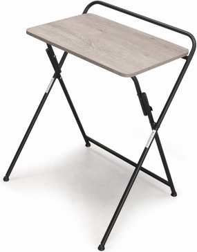 SOFSYS Modern Folding Desk for Small Space, Computer Gaming, Writing, Student and Home Office Organization, Industrial Metal Frame with Premium Desktop Surfaces, Gray/Black