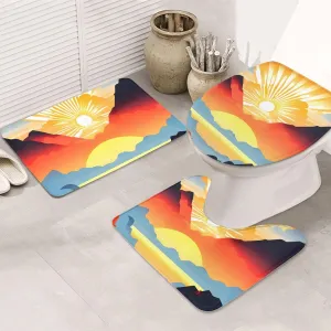 Soft and Comfortable Flannel Bathroom Non Slip Rugs,Super Absorbent Anti-Skid Carpet 3 Pieces/Set Bright Sunrise