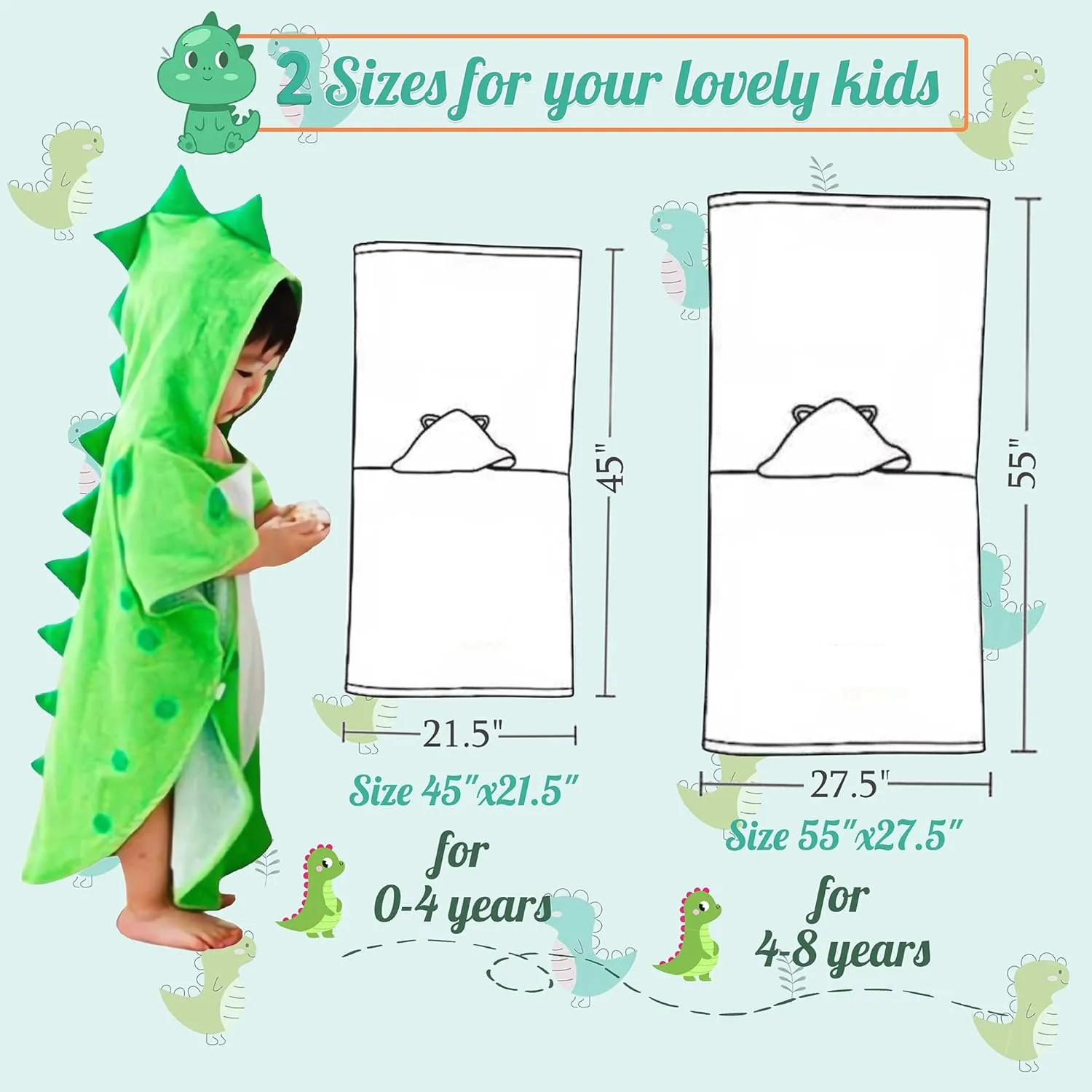 Soft Cotton Baby Bath Towel Beach Towel Bathrobe for Kids 0-8 years