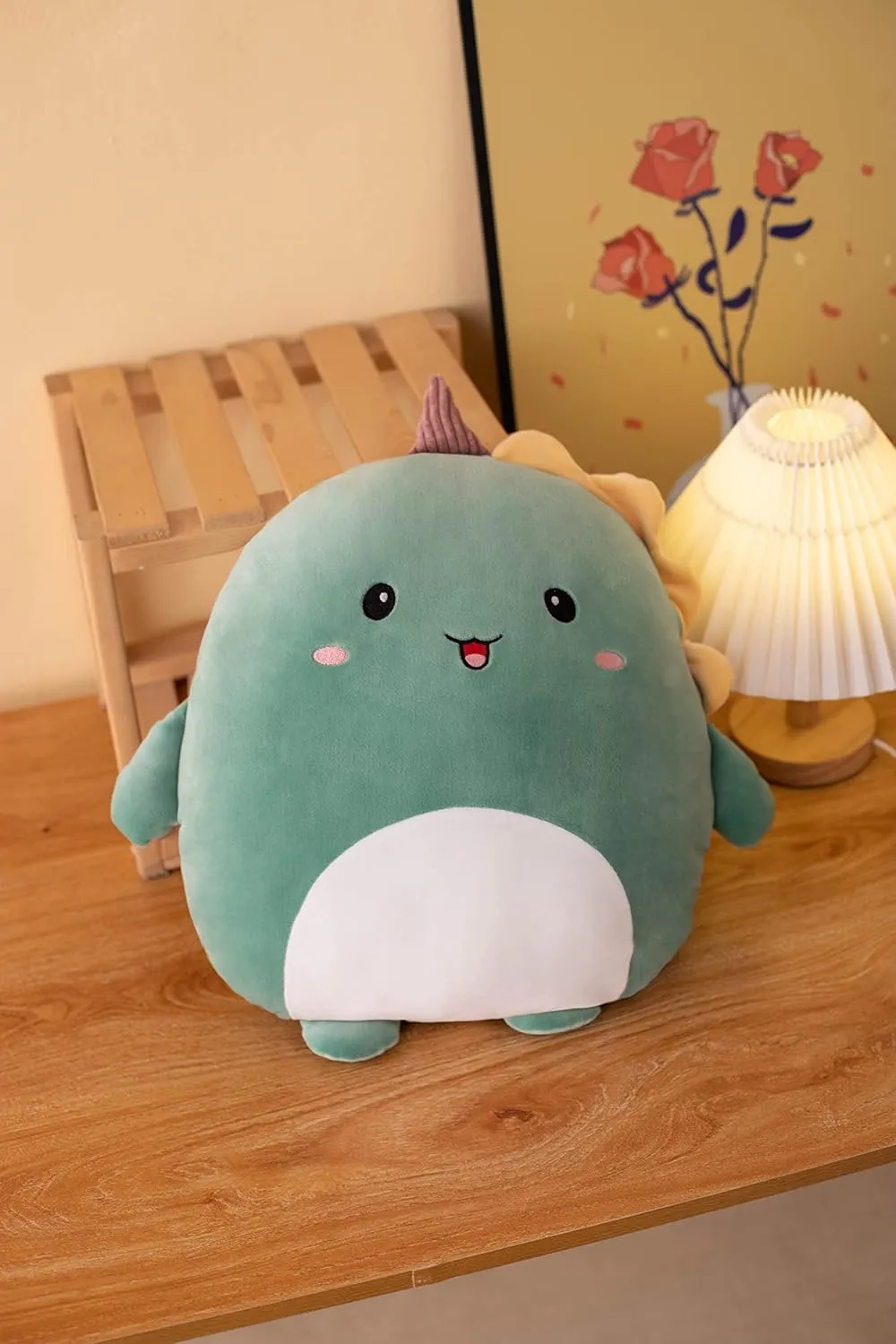 Soft Dinosaur Plush Hugging Pillow Cute Green Dinosaur Stuffed Animal Plushies Toy Dinosaur Unicorn Kids Stuffed Animals Plush Toys for Birthday, Valentine, Christmas 16 Inch