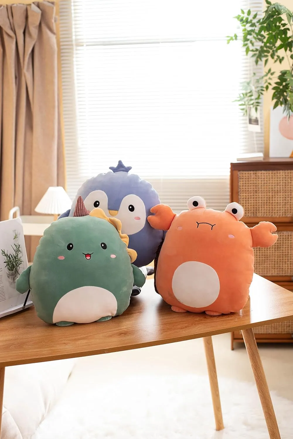 Soft Dinosaur Plush Hugging Pillow Cute Green Dinosaur Stuffed Animal Plushies Toy Dinosaur Unicorn Kids Stuffed Animals Plush Toys for Birthday, Valentine, Christmas 16 Inch
