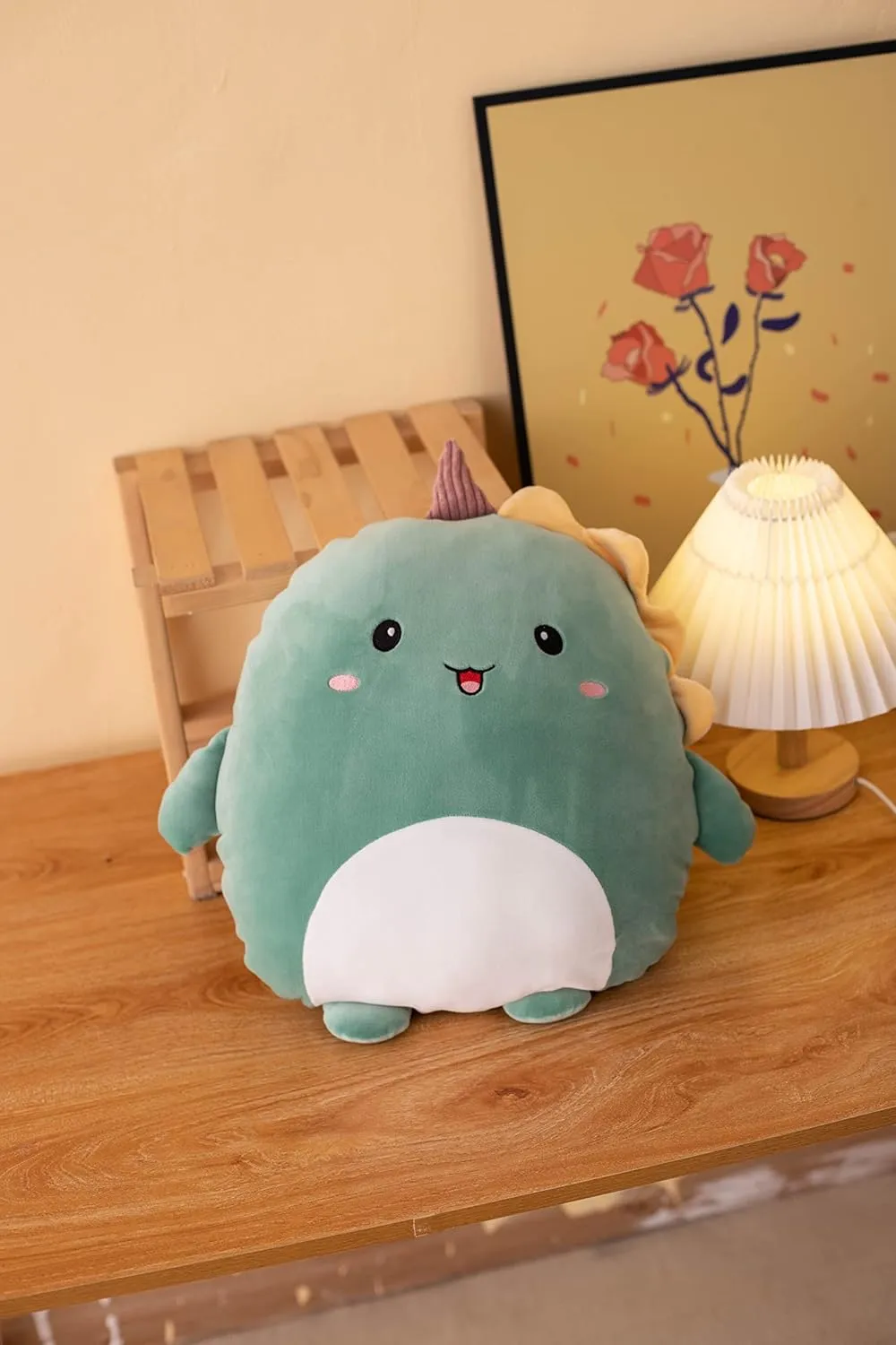 Soft Dinosaur Plush Hugging Pillow Cute Green Dinosaur Stuffed Animal Plushies Toy Dinosaur Unicorn Kids Stuffed Animals Plush Toys for Birthday, Valentine, Christmas 16 Inch