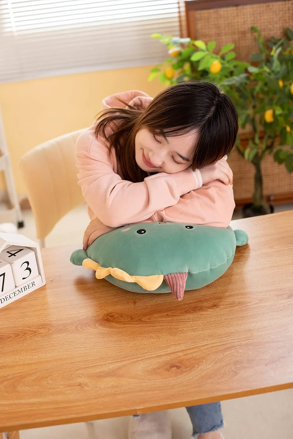 Soft Dinosaur Plush Hugging Pillow Cute Green Dinosaur Stuffed Animal Plushies Toy Dinosaur Unicorn Kids Stuffed Animals Plush Toys for Birthday, Valentine, Christmas 16 Inch