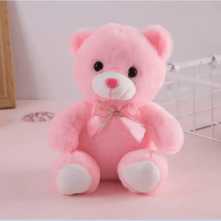 Soft Plush Doll, Light Up LED Teddy Bear Stuffed Animals, Mini Glow Bear Plush Toy Creative Colorful Glowing Teddy Bear Doll Gifts for Bedroom, Kids, Baby, Valentine - Pink