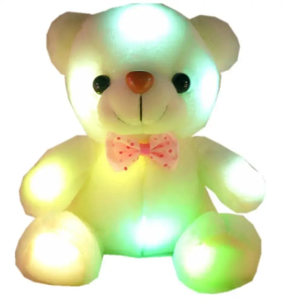 Soft Plush Doll, Light Up LED Teddy Bear Stuffed Animals, Mini Glow Bear Plush Toy Creative Colorful Glowing Teddy Bear Doll Gifts for Bedroom, Kids, Baby, Valentine - Pink