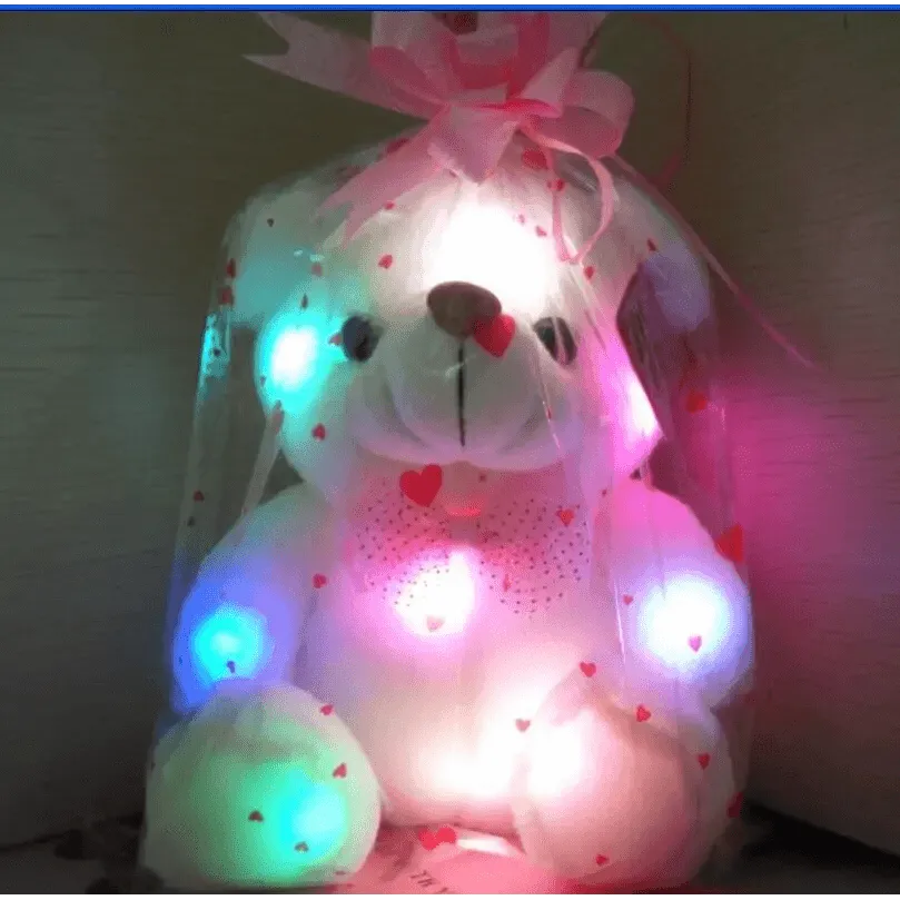 Soft Plush Doll, Light Up LED Teddy Bear Stuffed Animals, Mini Glow Bear Plush Toy Creative Colorful Glowing Teddy Bear Doll Gifts for Bedroom, Kids, Baby, Valentine - Pink