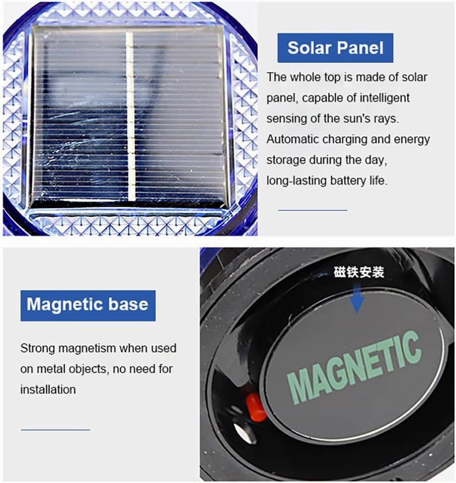 Solar Boat Lights - LED Sos Anchor Light, Waterproof, And Dustproof Marine Navigation Light For Boats, Yachts, And More (Red and blue light)