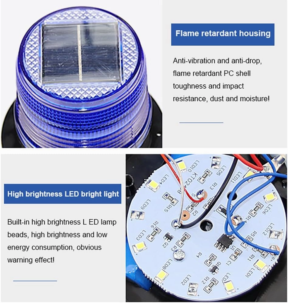Solar Boat Lights - LED Sos Anchor Light, Waterproof, And Dustproof Marine Navigation Light For Boats, Yachts, And More (Red and blue light)