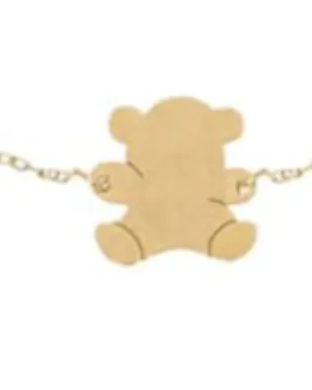 Solid Mini Teddy Bear Bracelet  14K Gold One Size | 14K Gold