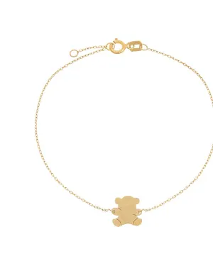 Solid Mini Teddy Bear Bracelet  14K Gold One Size | 14K Gold