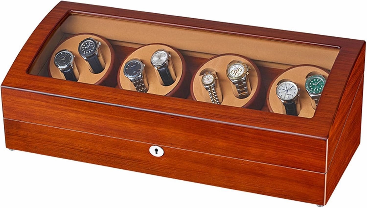 Solid Wood Shaker, Fully Automatic Mechanical Watch Winding Box, Silent Rotation, Five-Speed Mode, Anti-Magnetic Collection Box, Automatic Stop When The Lid is Opened