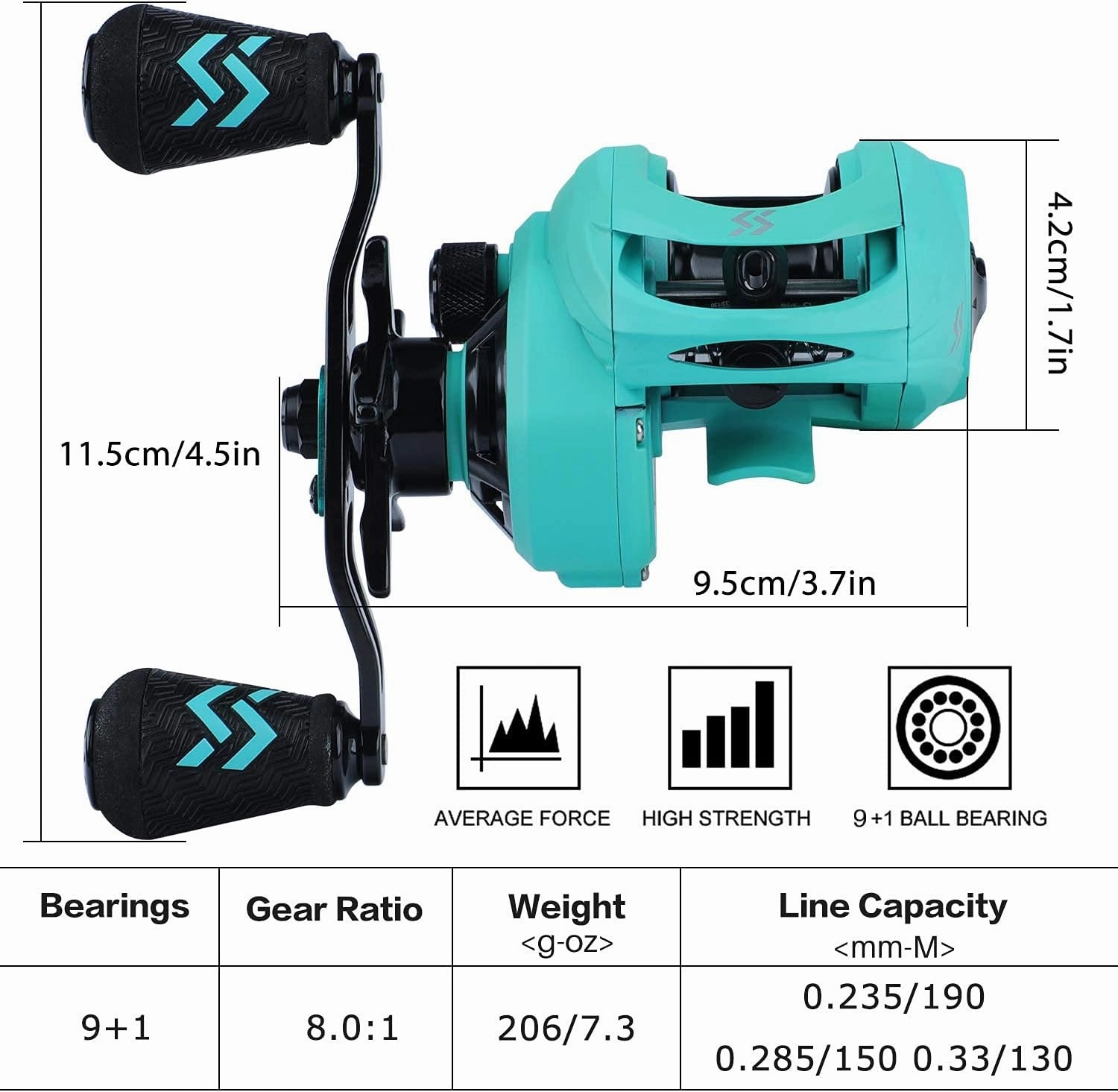 Sougayilang Baitcasting Reels, 8:1 Gear Ratio Fishing Reel with Magnetic Braking System Casting Reel, 9   1 Ball Bearings Super Smooth Anti-Corrosion Baitcaster Reel