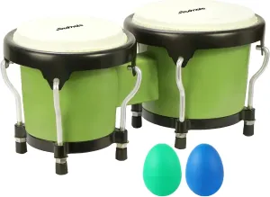 Soulmate Bongo Drum 4'' and 5'' Set for Adults Beginners,Percussion Bongos Drum With Tuning Wrench for 3  years old. (Green)