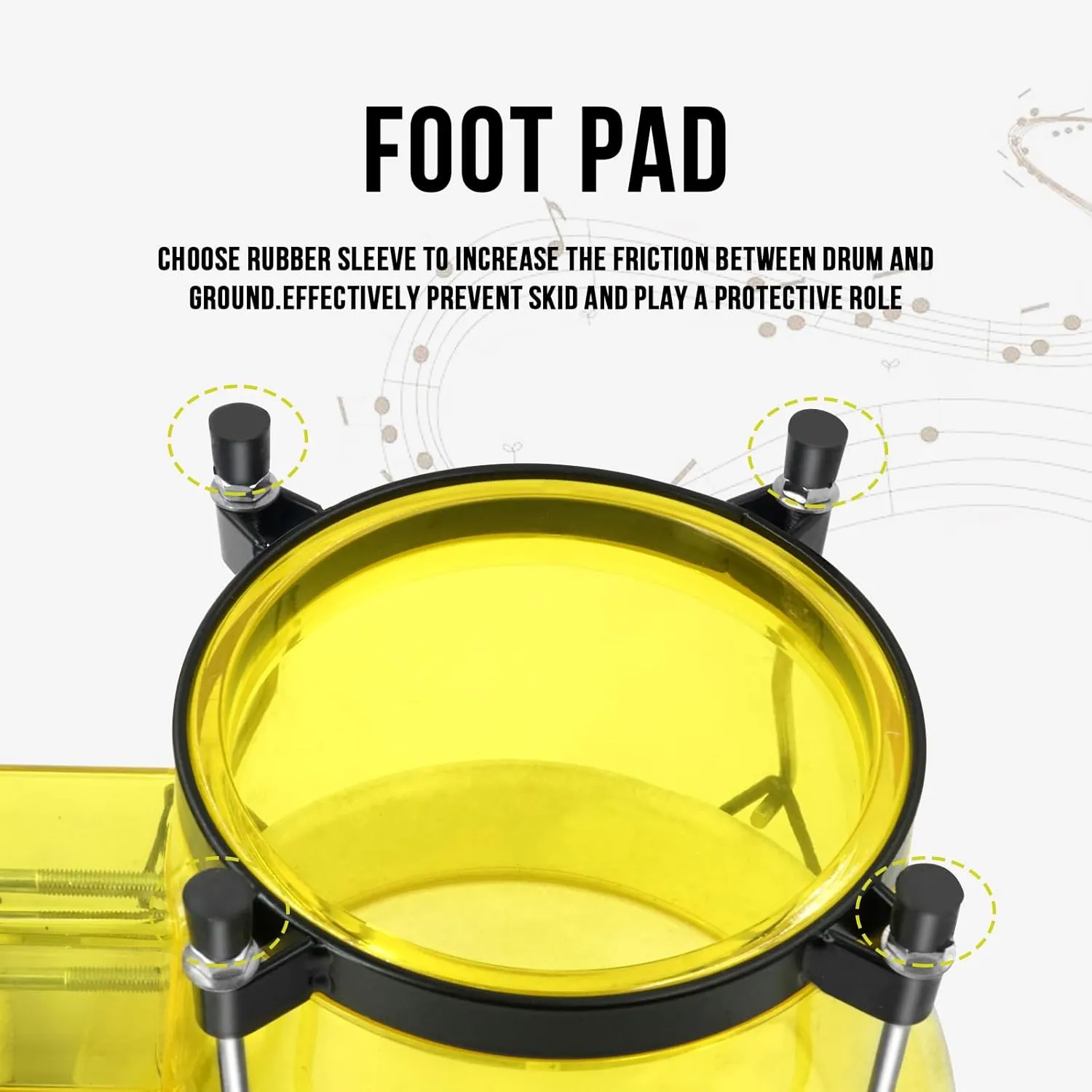 Soulmate Bongo Drums 6” and 7” Set for Kids Beginners Adults Professionals Transparent Bongos Drum Percussion Instrument with Tuning Wrench,Natural Finish (Yellow)