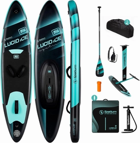Spatium Inflatable Downwind Board Unpowered Versatile Inflatable Surfing SUP Downwind Board for 112L/124L/135L/150L Water Sports Board with Paddle and Foil SP1310/SP1060