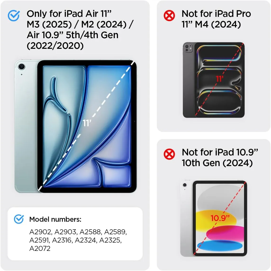 Spigen for iPad Air 11 Inch Case M3/M2 (2025-2024), 10.9 Inch 5th/4th Generation Case (2022/2020), Urban Fit Protective Premium Fabric Tri-Fold Cover with Pencil Holder, Black