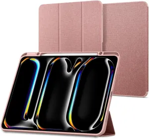 Spigen for iPad Pro 13 inch Case M4 (2024), Urban Fit Protective Premium Fabric Tri-Fold Cover with Pencil Holder, Rose Gold