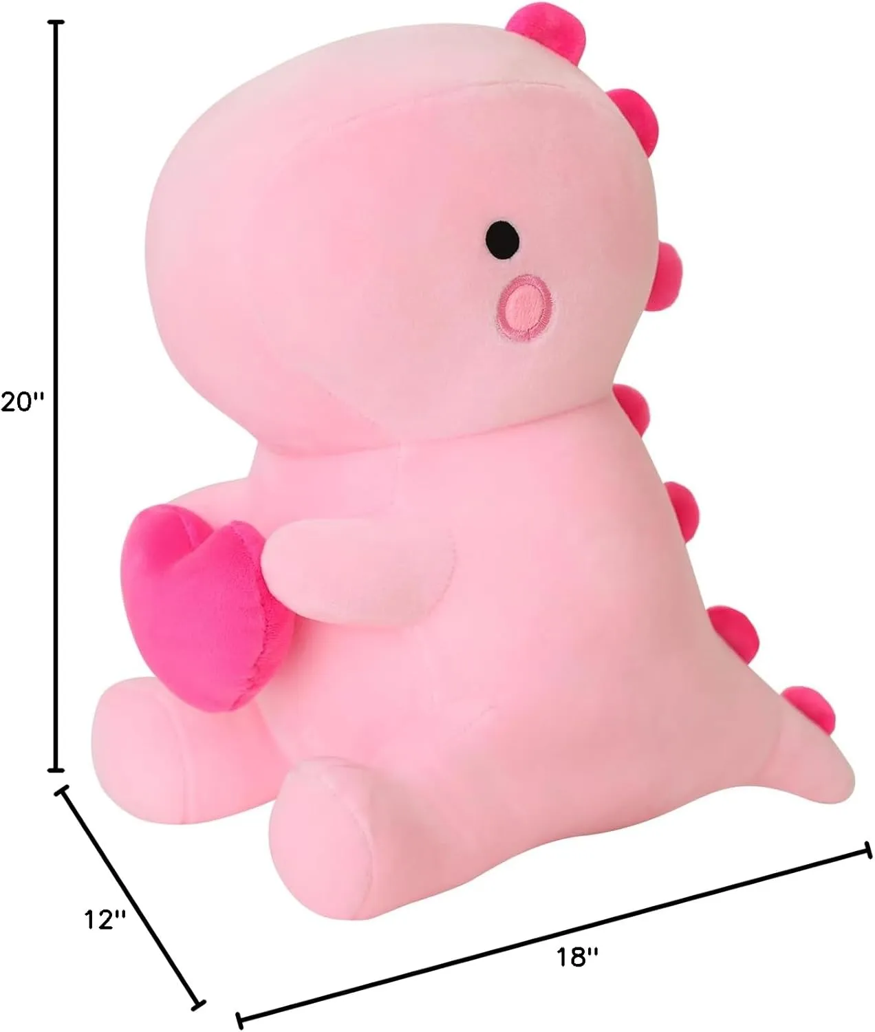 SQEQE Dinosaur Stuffed Animal, Loving Soft Dino Plush Toys with Holding Heart for Valentine Day, Sweet Romantic Anniversary Birthday Gift for Her Girls Boys Girlfriend(Pink,20 inch)