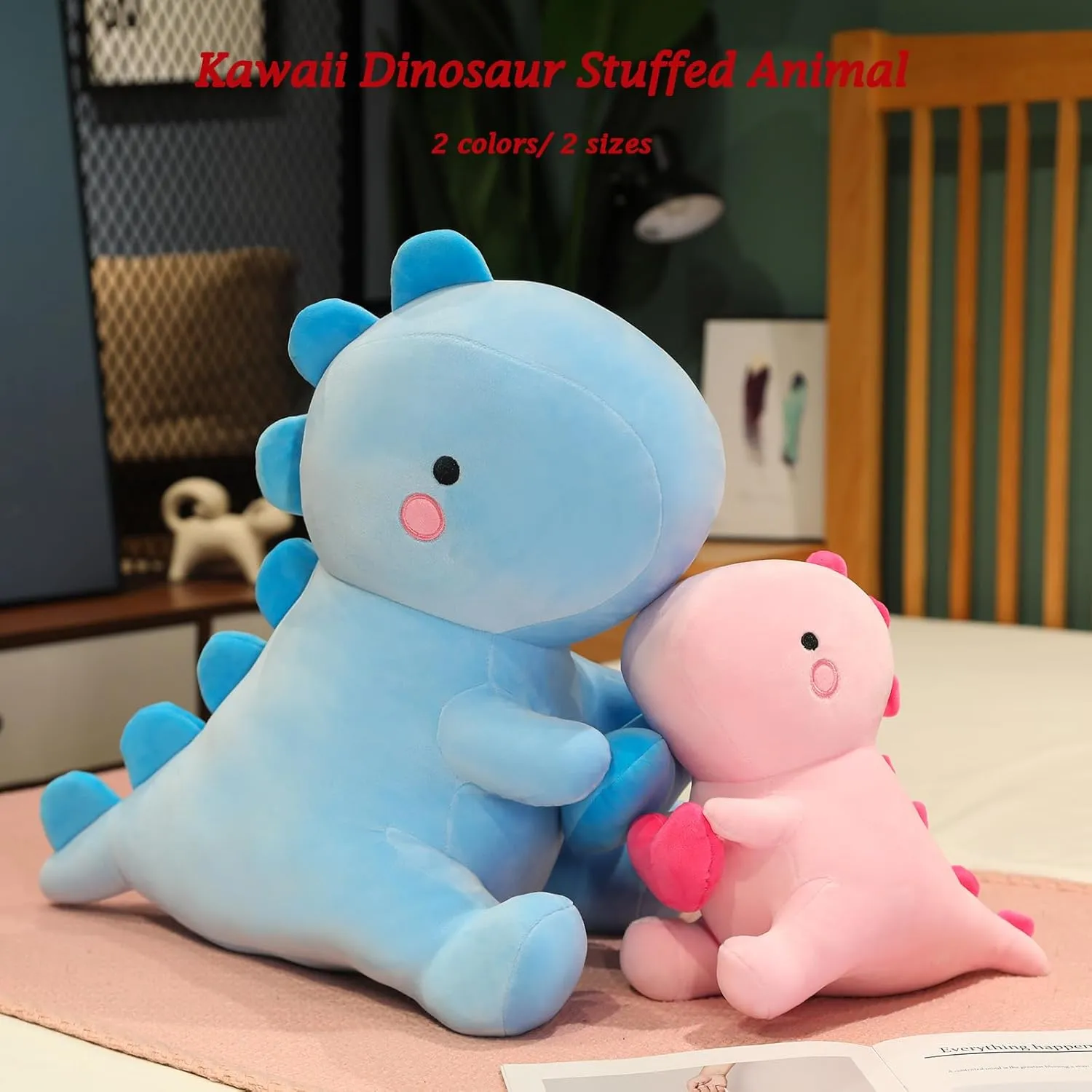 SQEQE Dinosaur Stuffed Animal, Loving Soft Dino Plush Toys with Holding Heart for Valentine Day, Sweet Romantic Anniversary Birthday Gift for Her Girls Boys Girlfriend(Pink,20 inch)