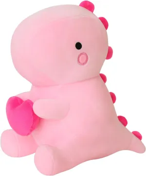 SQEQE Dinosaur Stuffed Animal, Loving Soft Dino Plush Toys with Holding Heart for Valentine Day, Sweet Romantic Anniversary Birthday Gift for Her Girls Boys Girlfriend(Pink,20 inch)