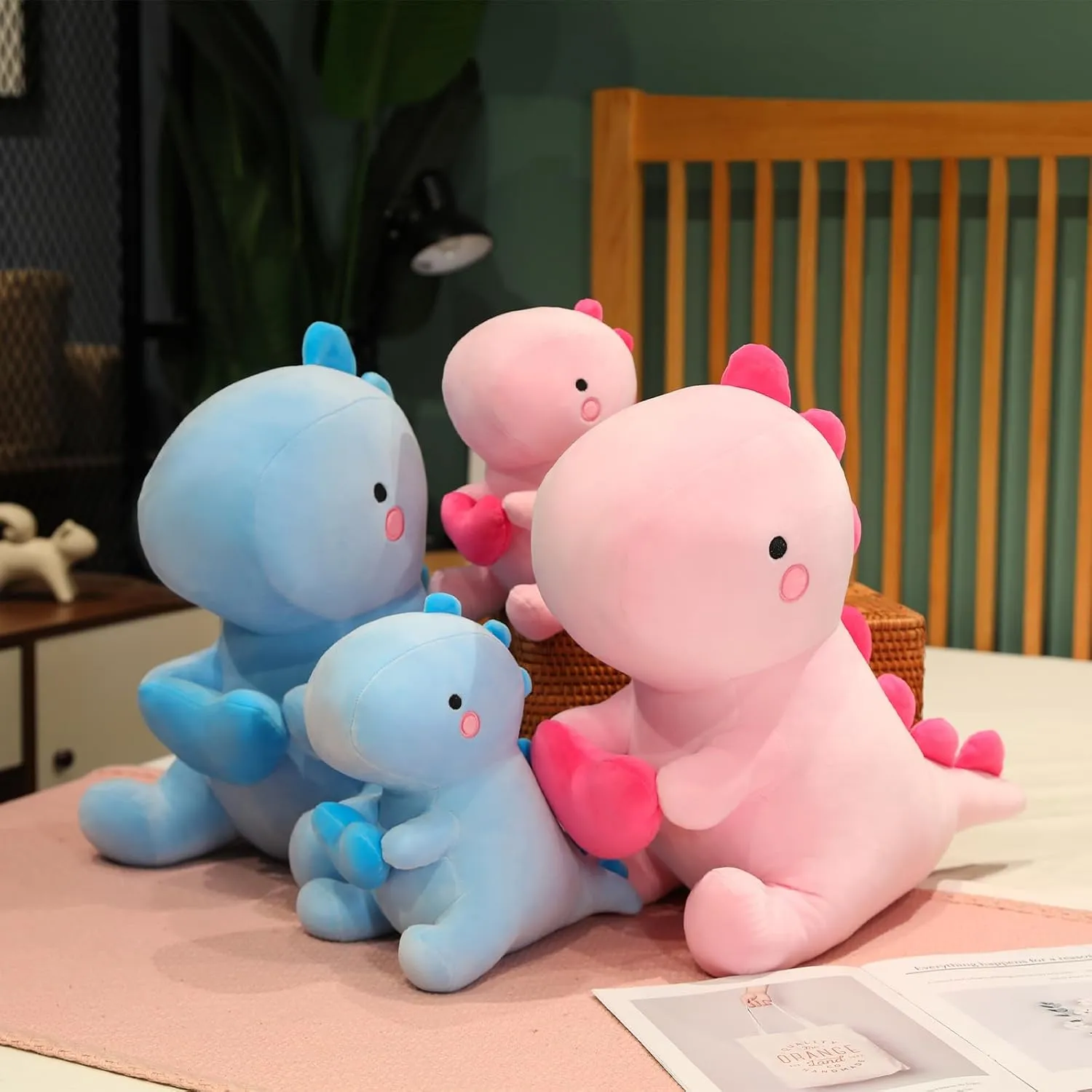 SQEQE Dinosaur Stuffed Animal, Loving Soft Dino Plush Toys with Holding Heart for Valentine Day, Sweet Romantic Anniversary Birthday Gift for Her Girls Boys Girlfriend(Pink,20 inch)