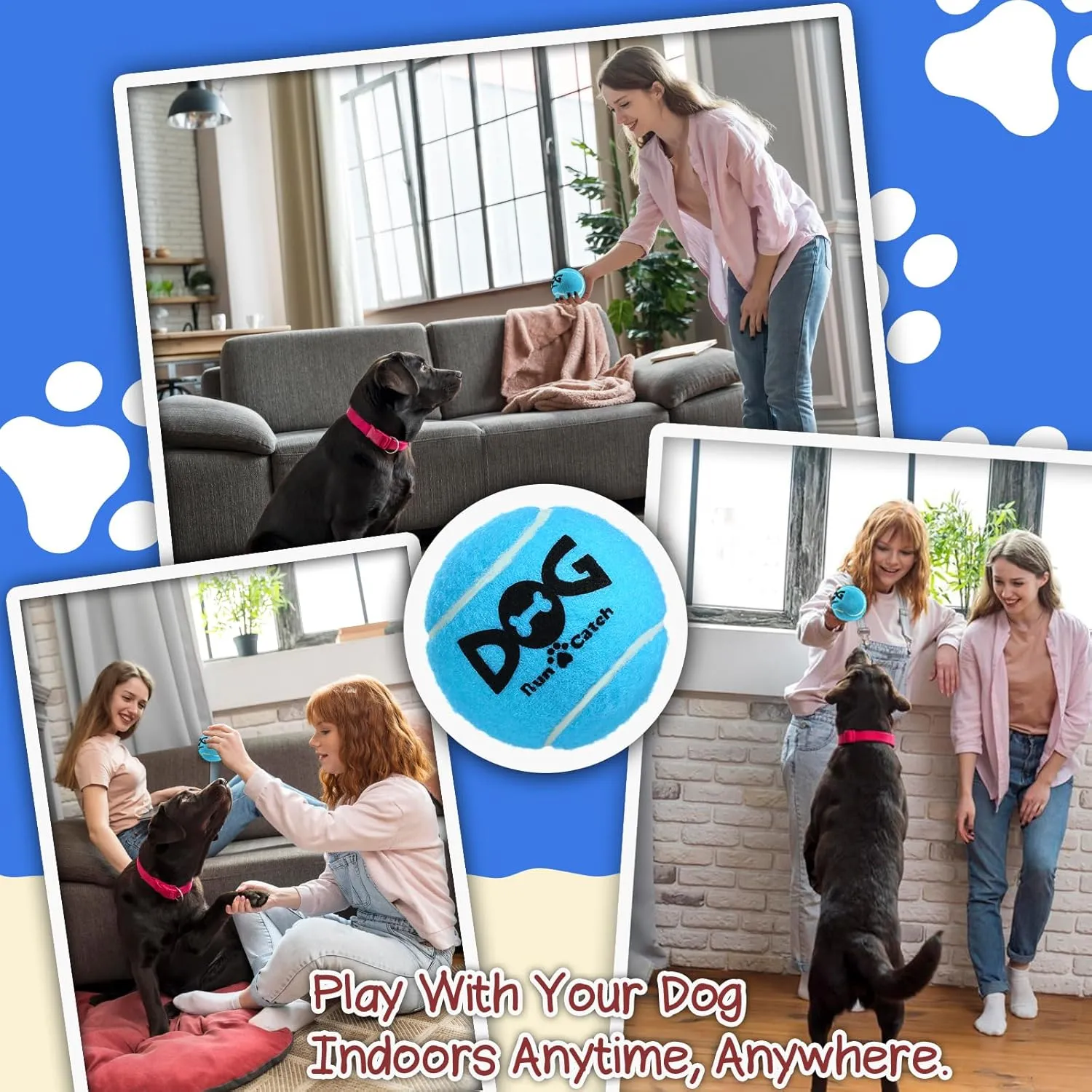 Squeaky Tennis Balls for Dogs - 50 Pack 2.5'' Durable Non-Toxic Interactive Dog Toy Balls with Mesh Bag, SGS Certified, Colorful Puppy Chew Toys for Teething, Pet Training Outdoor Play, Medium Breeds