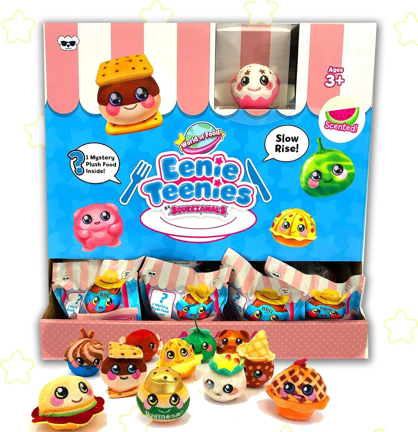 Squeezamals Eenie Teenies 10pks with an Eenie Teenie Character in Each! Collect All 24 Characters from World of Food Series! Mini-Blind Packed Fun! Made, Safe Materials