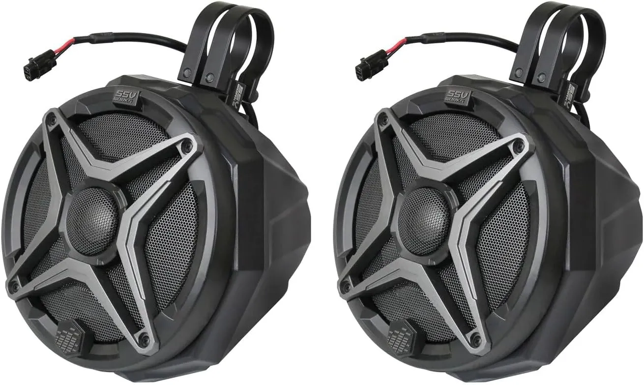 SSV Works 180-US2-C65 Universal 6.5in. Cage-Mount Speaker Pods for ATVs/UTVS and Other Off Road Vehicles (US2-C65A SSV Works Loaded w/ 2.00" Clamps)
