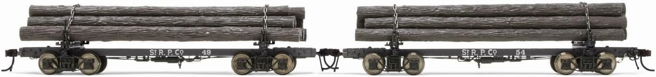 St. Regis Paper Skeleton Log Cars #49 & #54 HO Scale Two-Pack Model Train Lumber Rail Cars HR6631