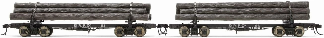 St. Regis Paper Skeleton Log Cars #61 & #66 HO Scale Two-Pack Model Train Lumber Rail Cars HR6632