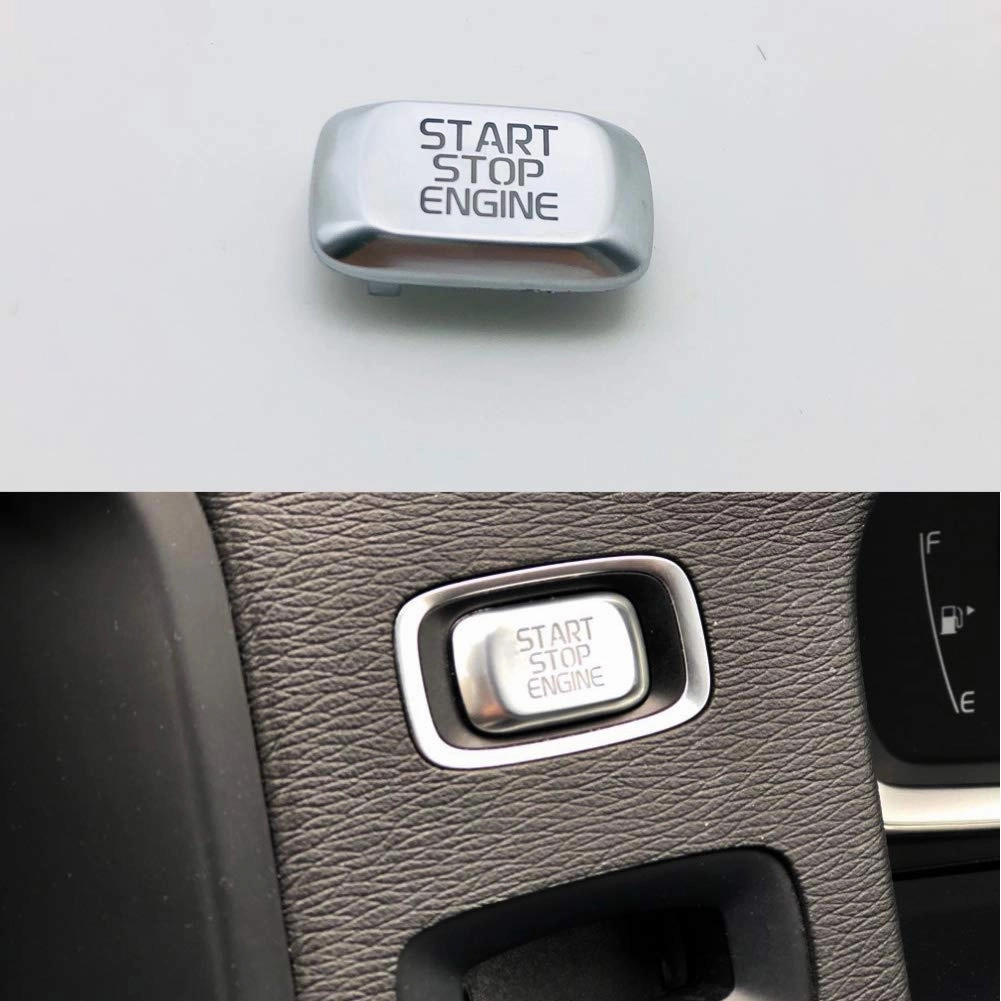 Start Stop Engine Switch Button Decoration Cover Modifications for Volvo V40 V60 S60 XC60 V50 V70 XC70 (Silver)