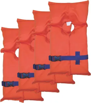 Stearns 4-Pack of PFD Life Vests, USCG-Approved Type II Life Jackets, Universal Size, Flotation Vests for Boat & Swim Safety