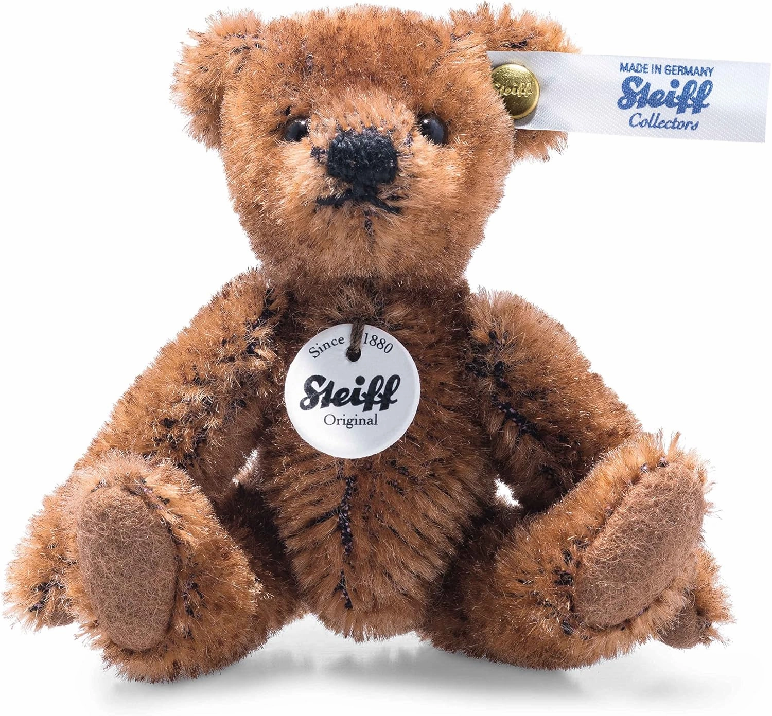Steiff Mini 4" Teddy Bear Mohair Plush, Premium Stuffed Animal, Brown