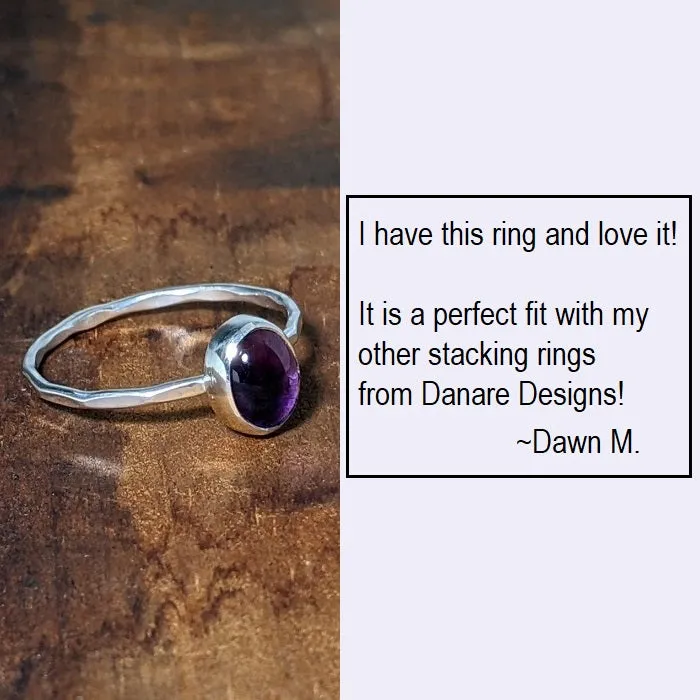Sterling Silver Amethyst Cabochon Stacking Ring