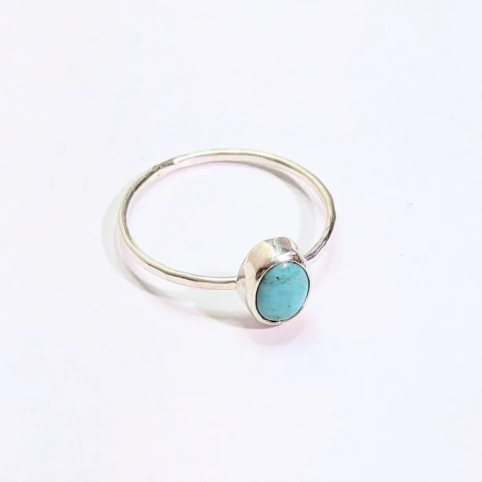Sterling Silver Turquoise Cabochon Stacking Ring