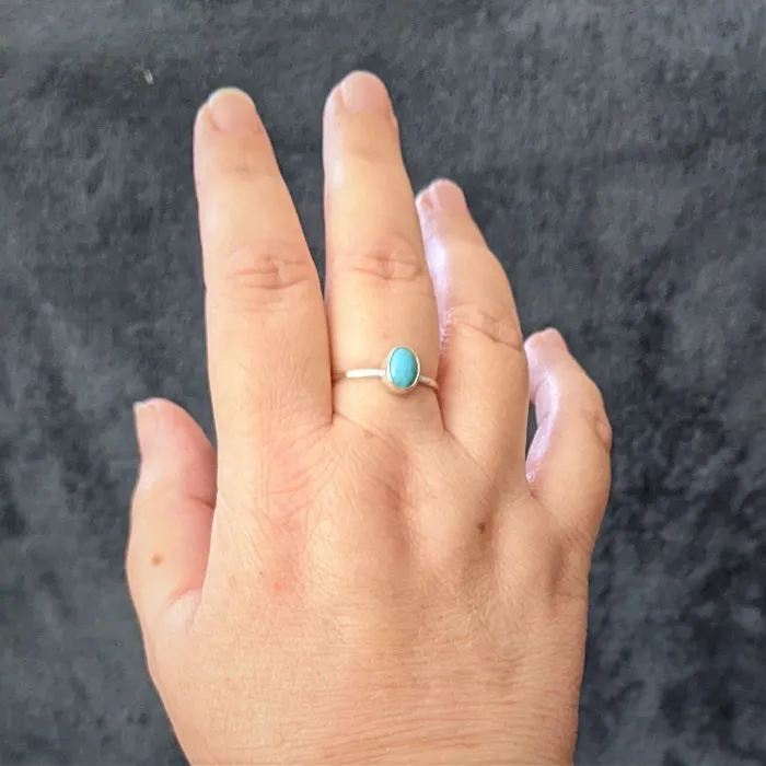 Sterling Silver Turquoise Cabochon Stacking Ring