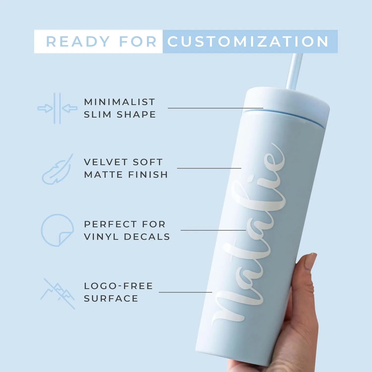STRATA CUPS Perwinkle Skinny Tumblers with Lids and Straws (4 pack), 16oz Matte Pastel Colored Acrylic Tumblers with Lids and Straws, Double Wall Skinny Tumbler Bulk, Reusable Cup with Straw Cleaner